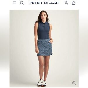 NWOT Peter Millar Alice Petal Hem Skort Skirt 16” Golf Tennis Navy Small